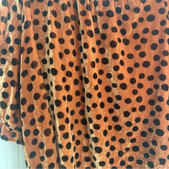 Madewell Polka Dot Ruffle Sleeve Top - Copper & Black - Picture 3 of 9